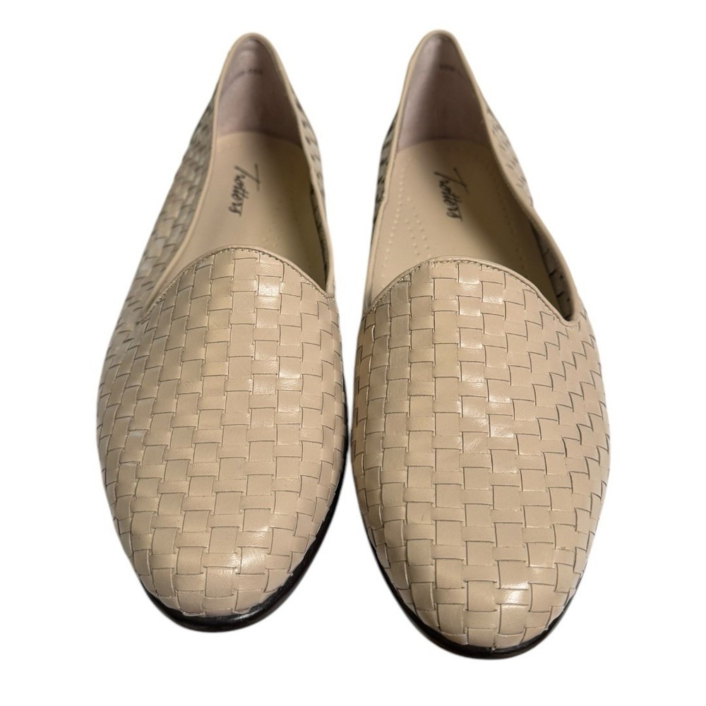 TROTTERS 'Liz' Women's Tan &‎ White Woven Loafers - Size 10 - Preppy Style